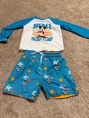 Disney Mickey 2pc toddler 2T swim suit set UPF 50